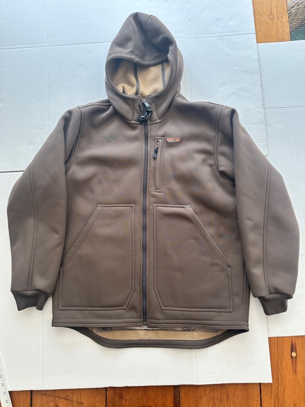 Patagonia Burly Man Worn Wear Jacket Soft Shell Full Zip Fleece Size L
